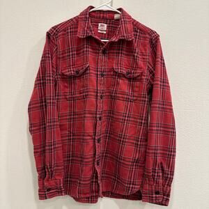 Levi’s Men’s Medium Red Plaid Flannel Button Up Shirt Long Sleeve Casual